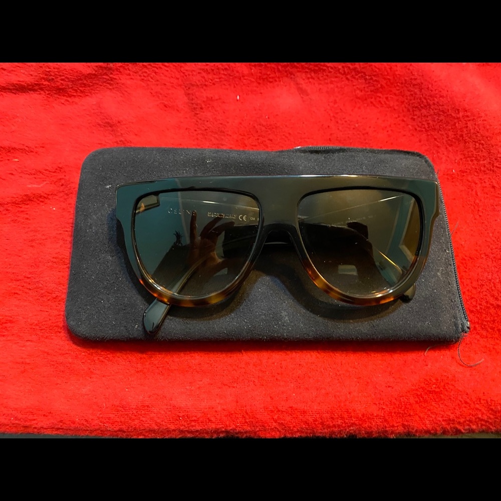 Celine Flattop Two-Tone Shield Sunglasses